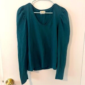 Nation LTD Los Angeles Long Sleeve Puff Shoulder Tee Green